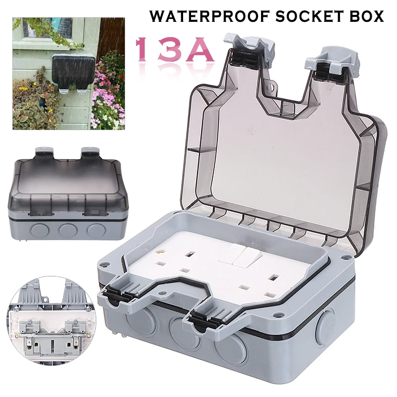 

Новейший выключатель электрической розетки, 2 клавиши, погодозащищенный уличный садовый штекер, Защитная крышка для настенной розетки