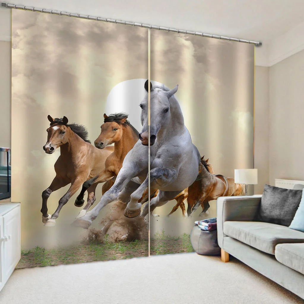 

Современные модные 3D занавески, большие затемняющие лошади, шторы для гостиной, спальни, домашний декор, кухонные окна, дверные занавески