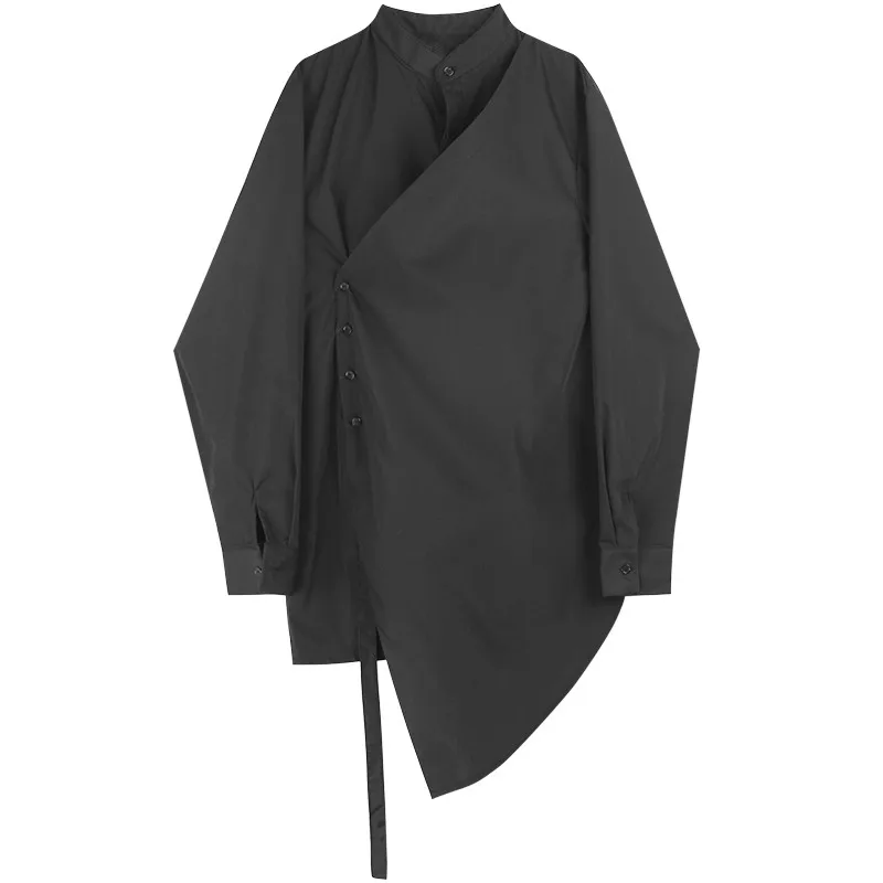 Стильная стойка в японском стиле с воротником Длинные мужские рубашки длинным