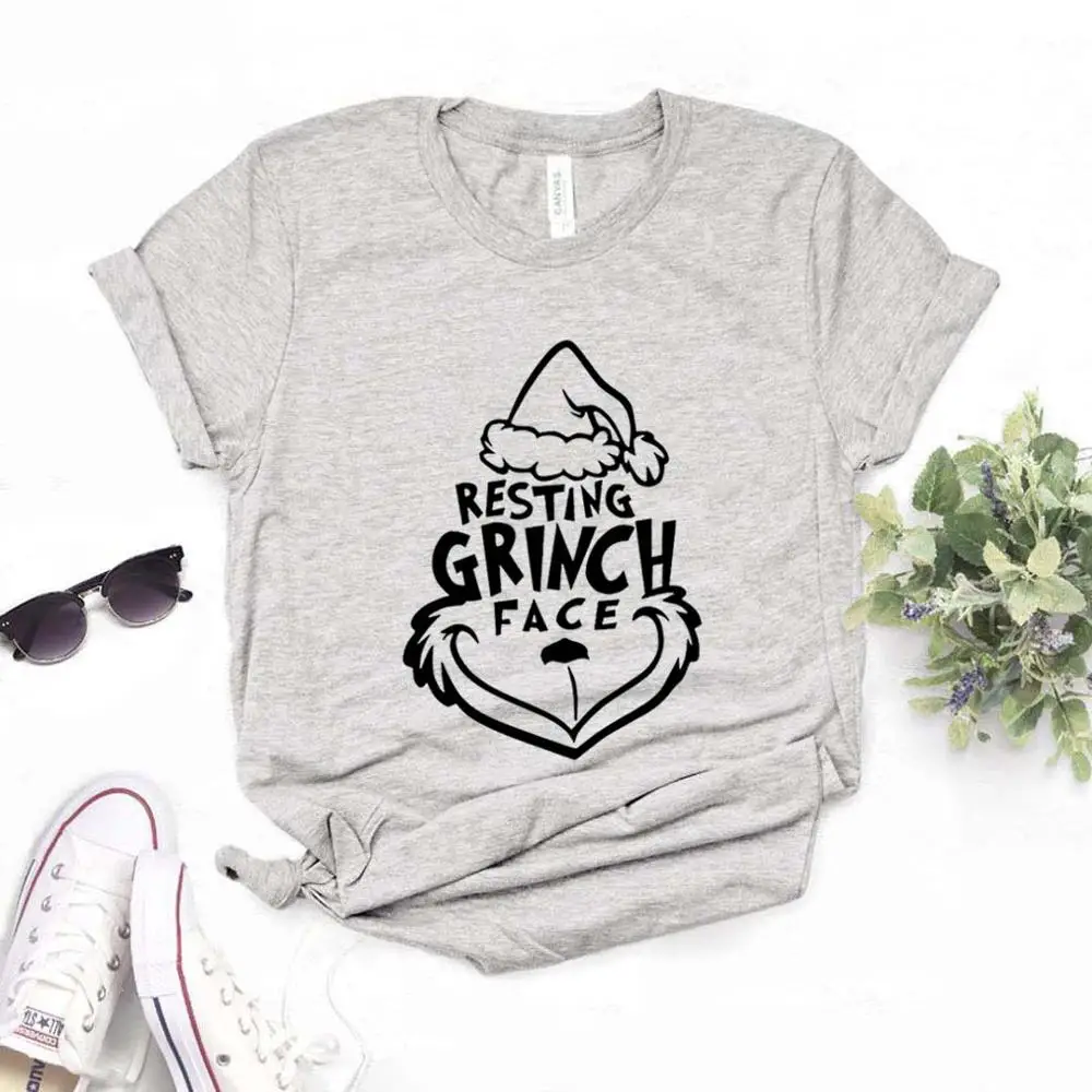 Resting Grinch Face christmas Print Women tshirt Cotton Hipster Funny t-shirt Gift Lady Yong Girl 6 Color Top Tee ZY-664