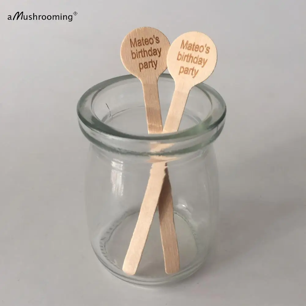 День рождения Питьевой Мешалки Одноразовые Перемешать Деревянной Палочки