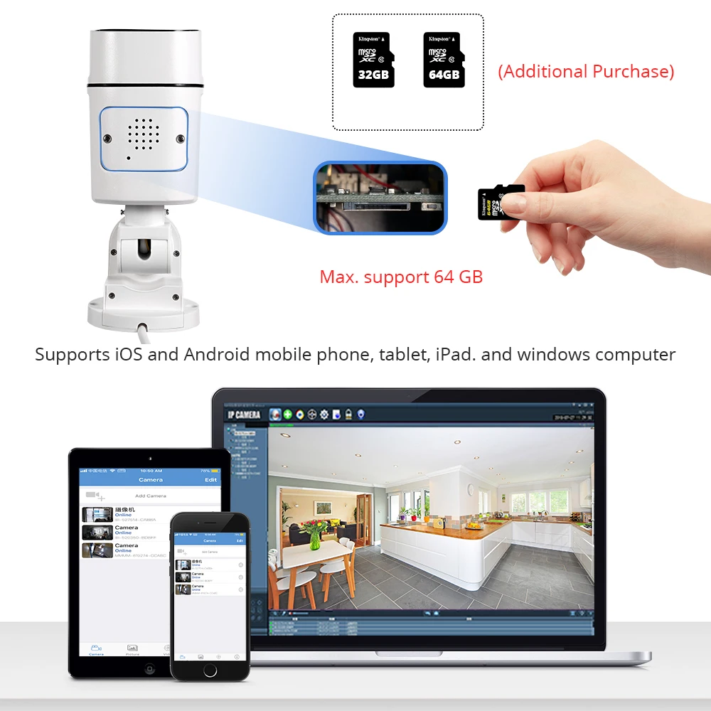 IP камера 5 Мп с поддержкой Wi Fi PTZ Onvif 1080P|Камеры видеонаблюдения| |