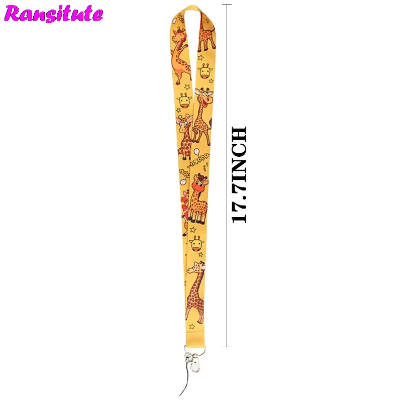 Ransitute Giraffe Cartoon Lanyard Key ID Card Phone Belt USB Badge Holder Fashion Neckband Webbing Rope R698 | Мобильные телефоны и