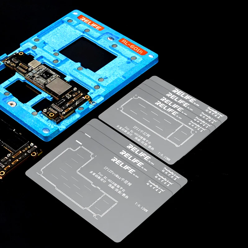 RELIFE 10 IN 1 BGA Reballing Platform for iPhone X/XS/11/11 Pro/12 Pro Max Motherboard Middle-Level Tin Planting With Stencil
