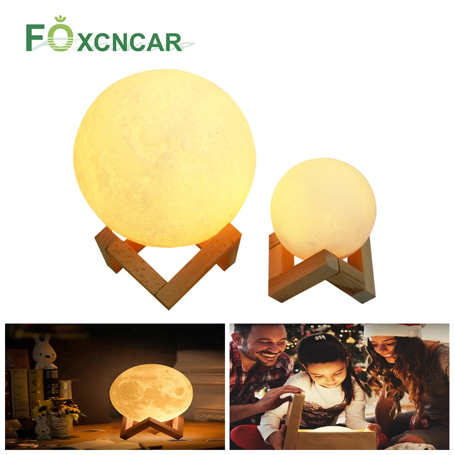 Затемняемый перезаряжаемый светодиодный светильник с 3D принтом ночник