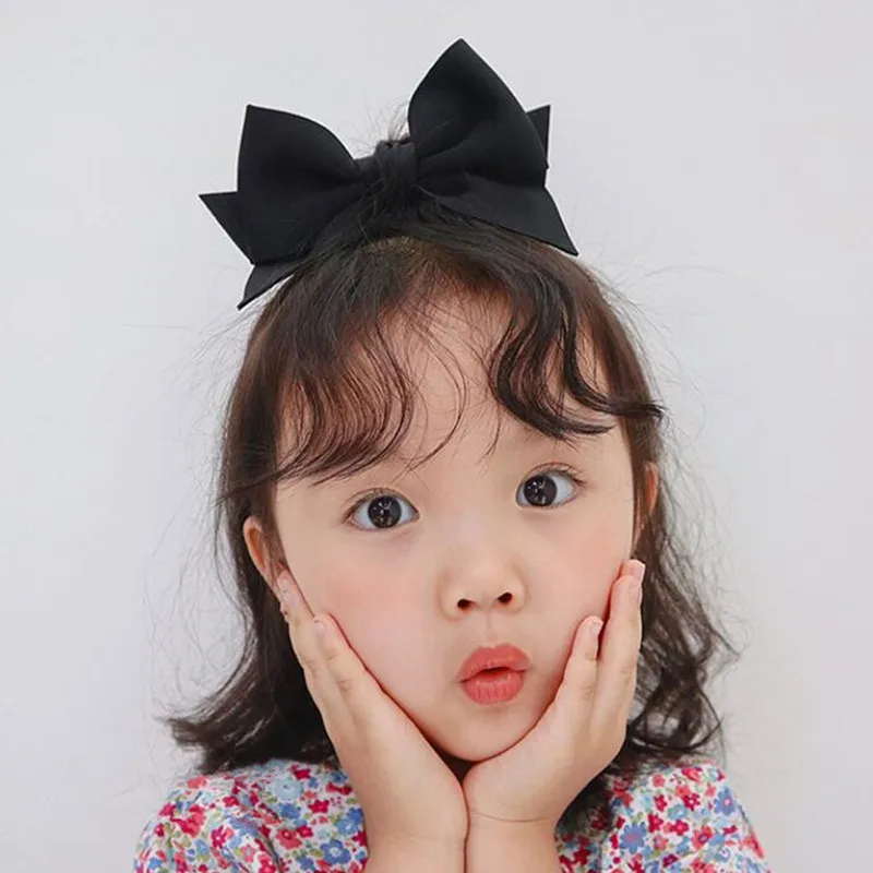 

2PCS Big Bows Hairpins Girl's bows hair Clips for children's headwear Girls Hairbow with Alligator Clips Solid Big Bowkno