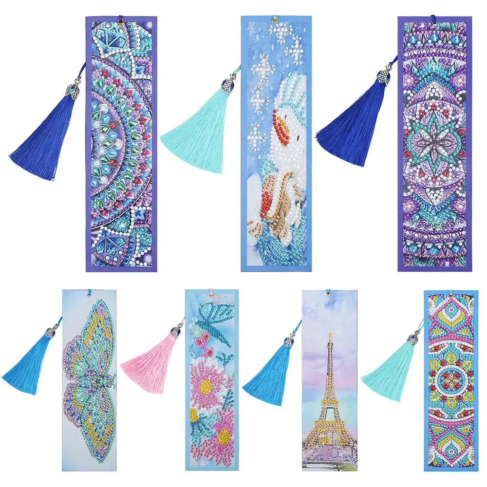 

2020 Diamond Painting Bookmark 5D DIY Special Shaped Diamond BookmarkDiamond setting Bookmark Diamond Embroidery Tassel BookMark