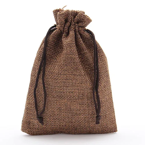 

10pcs/lot Vintage Natural Burlap Jewelry Gift Candy Drawstring Hessian Bag Wedding Party Favor Pouch Jute Gift Bags 9*14cm