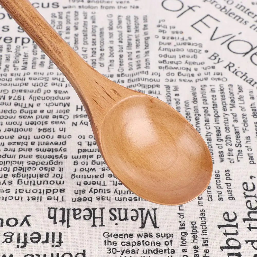Wooden Spoons Large Long Handled Spoon Kids Wood Rice Soup Dessert Coffee Tea Mixing Tableware Kitchen Utensil | Дом и сад