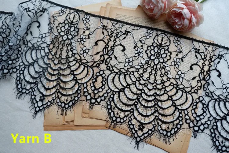 Высококачественная мягкая нейлоновая кружевная отделка с ресничками Ширина 24 см