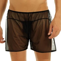 men sexy underwear mesh trunk boxer briefs male shorts thong loose comfy pants sheer nightwear transparent%c2%a0boxer thong panties
