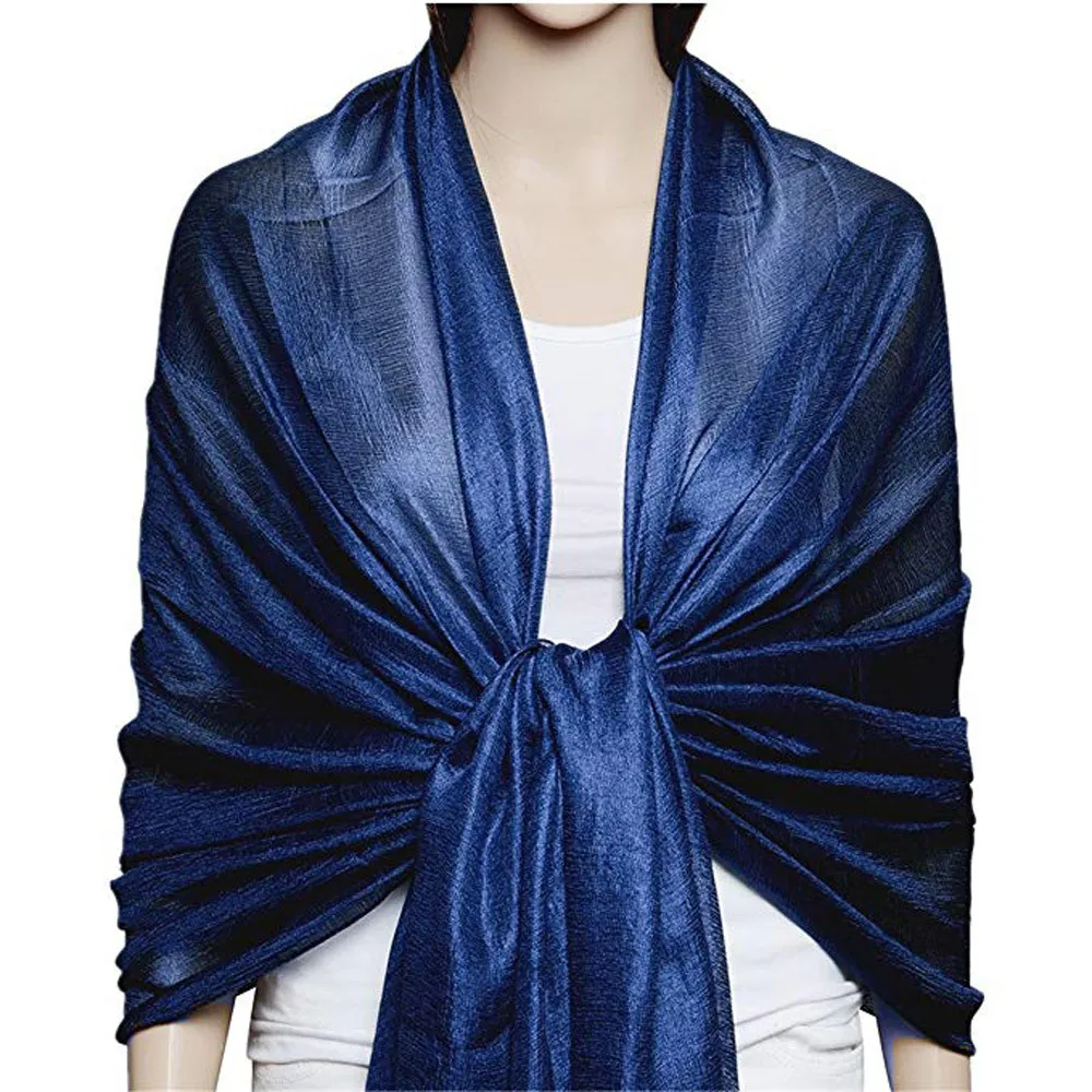 Женская шаль-шарф подарочная большая однотонная Мягкая Шелковая Свадебная