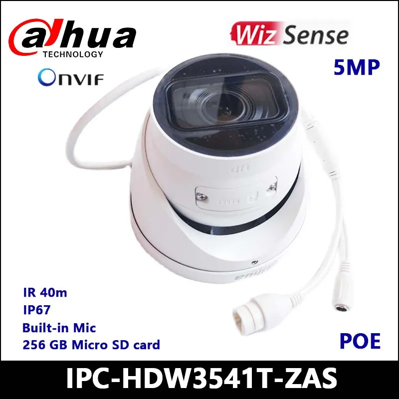 

Dahua 5MP ip Camera Lite AI IR Vari-focal 2.7 mm-13.5 mm Network IP Camera IPC-HDW3541T-ZAS Built-in MIC IR 40m IP67 Protection