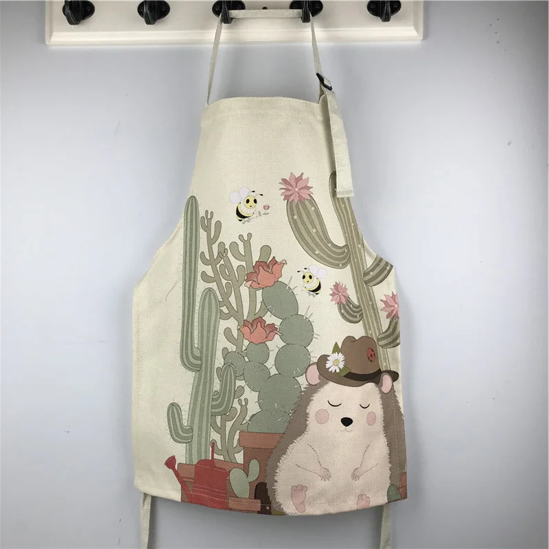 Экологичный плотный Детский фартук из хлопка и льна Мультяшные Кухонные фартуки
