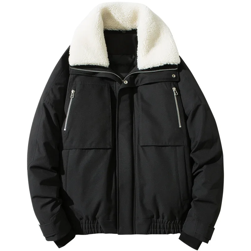 

cotton winter padded men's short loose warm cotton padded jacket casual versatile wool collar cotton padded jacket man