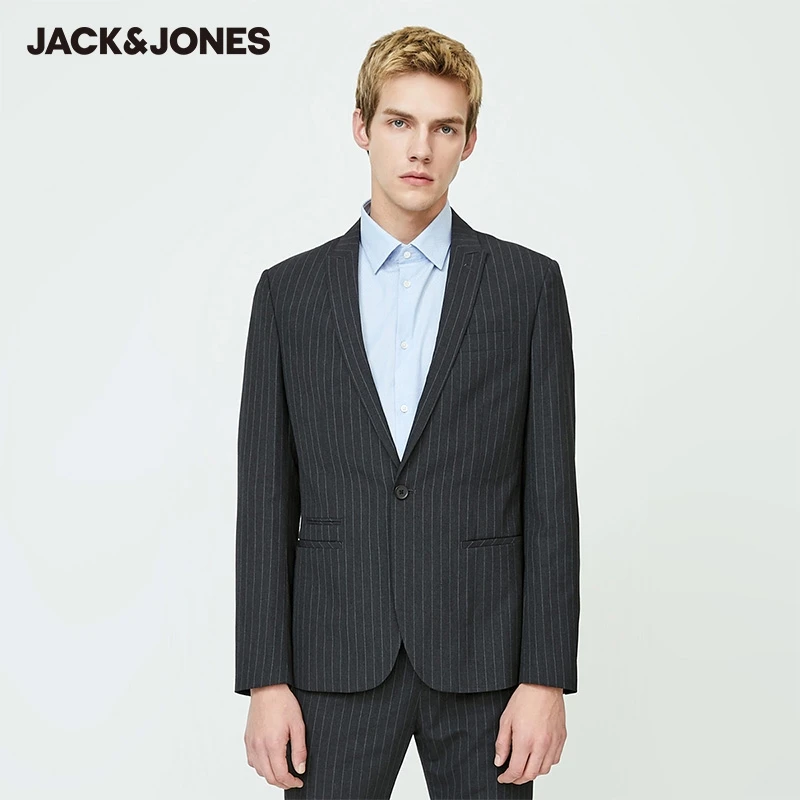 

JackJones Для Мужчин's Бизнес Повседневное полосатые контрастные фигурный воротник костюм куртка | 220172502