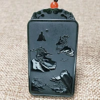 natural hetian jade pendant landscape can be worn by men and women to attract money