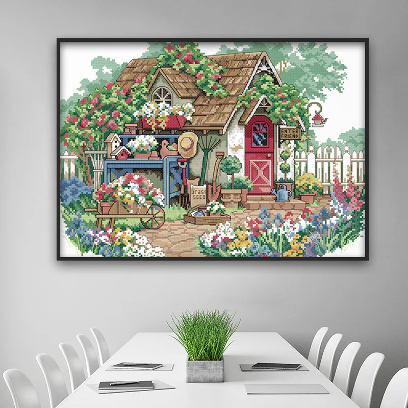 Набор для вышивки сделай сам наборы крестиком 11CT Цветочный дом точная печать DMC