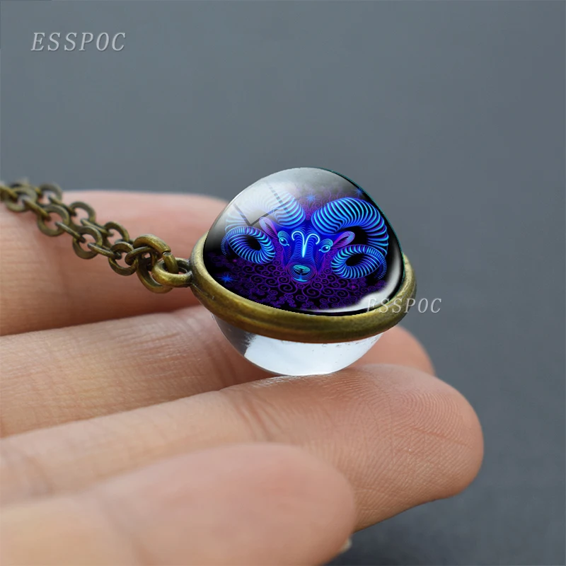 New Style 12 Constellation Necklace Fashion Zodiac Signs Glass Ball Sphere Pendant Chain | Украшения и аксессуары