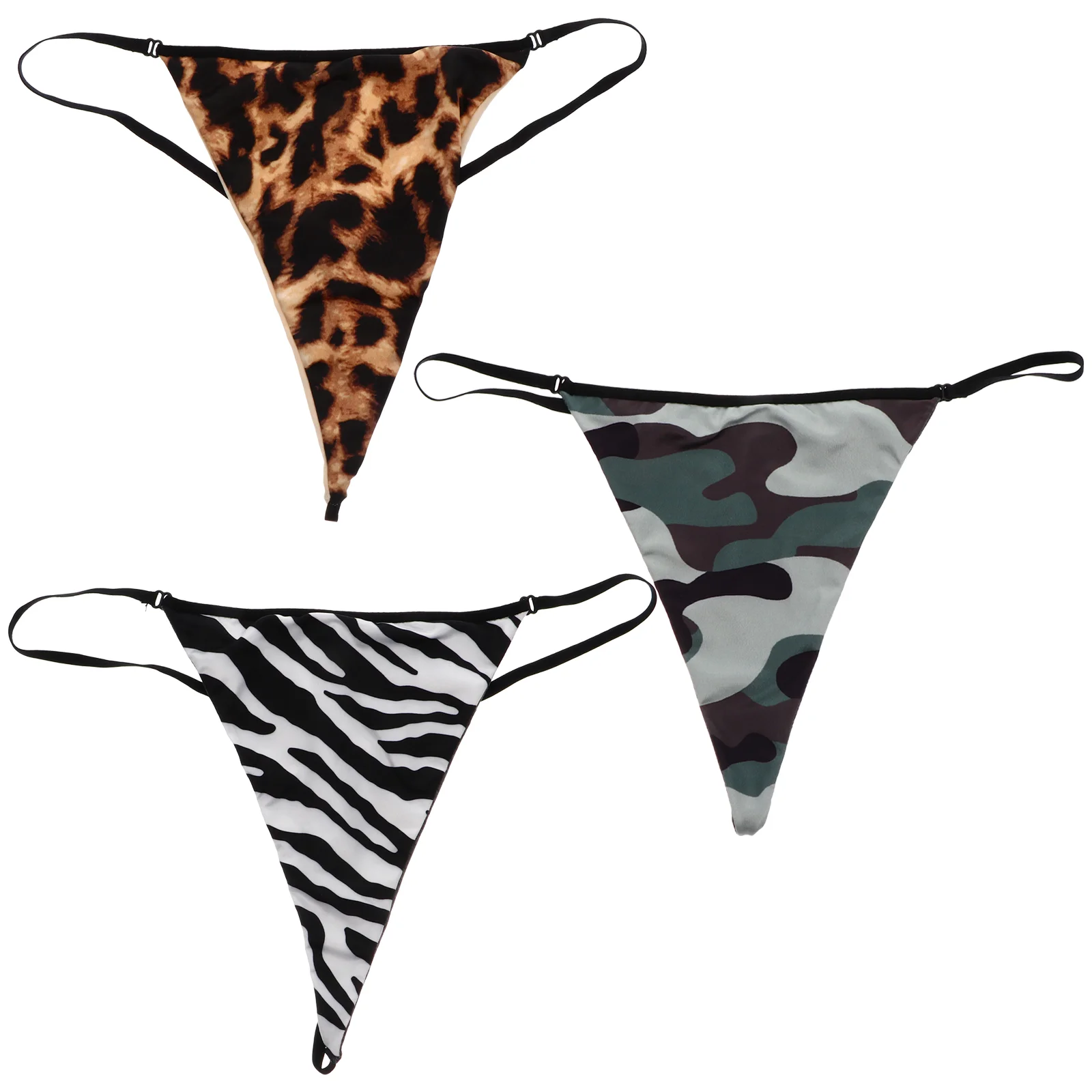 

3Pcs Leopard Printed Underpants Sexy T-back Undershorts for Lady