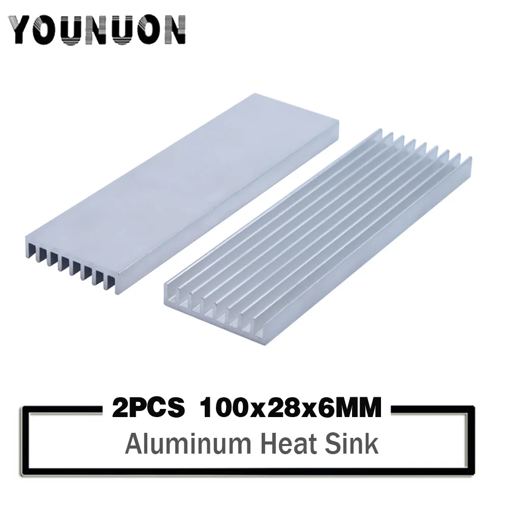 2pcs 100*28*6mm Aluminium Heatsink  100mmx28mmx6mm Cooling Radiator Heat Sink 100x28x6mm Haatsink