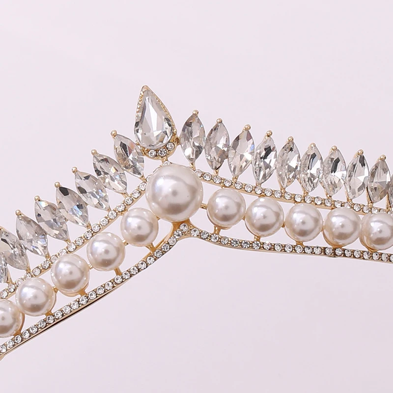 

Vintage Black Crown Wedding Crowns for Brides Pearl Headband Rhinestone Tiaras and Crowns Bridal Wedding Headpieces Headdress