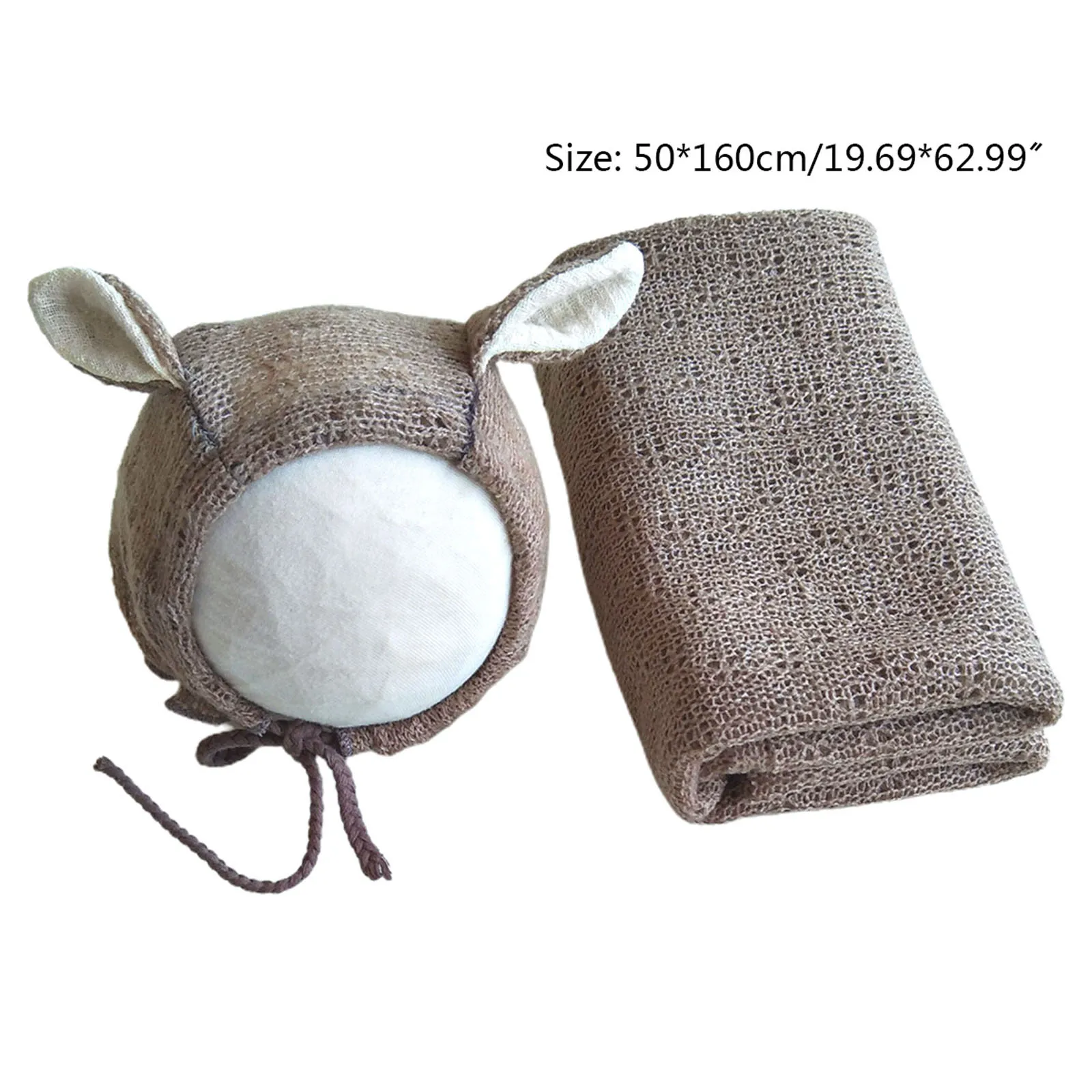 

Baby Photography Props Newborn Knitted Stretch Wrap+Hat Set Infants Photo Shooting Crochet Blanket Bonnet
