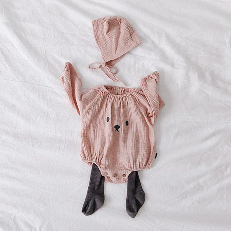 dark pink romper Комбинезон для маленьких девочек; однотонная Одежда для новорожденных; Одежда для девочек с круглым вырезом и шапочкой; Детский комбинезон; клиент - Цвет: dark pink romper