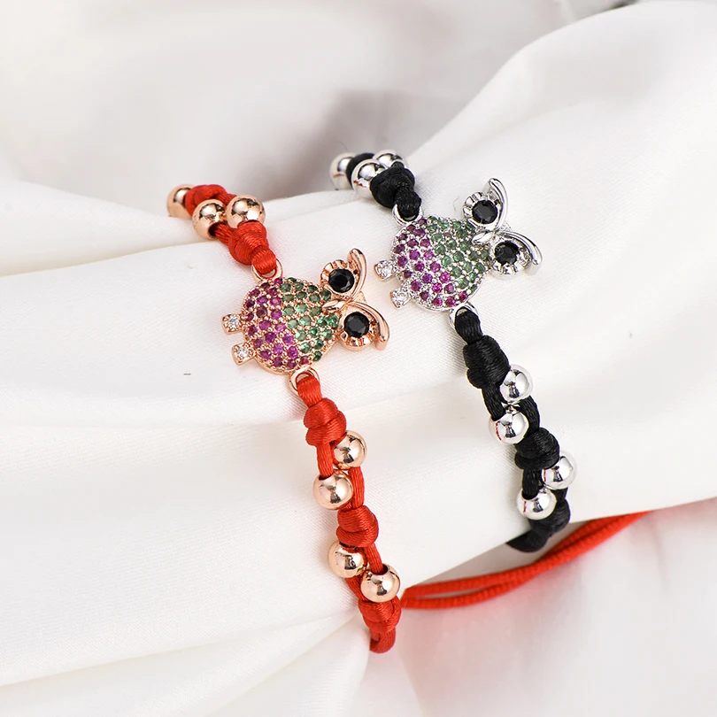 Neovivi Милые Сова браслеты с подвесками для женщин ручной работы микро проложить