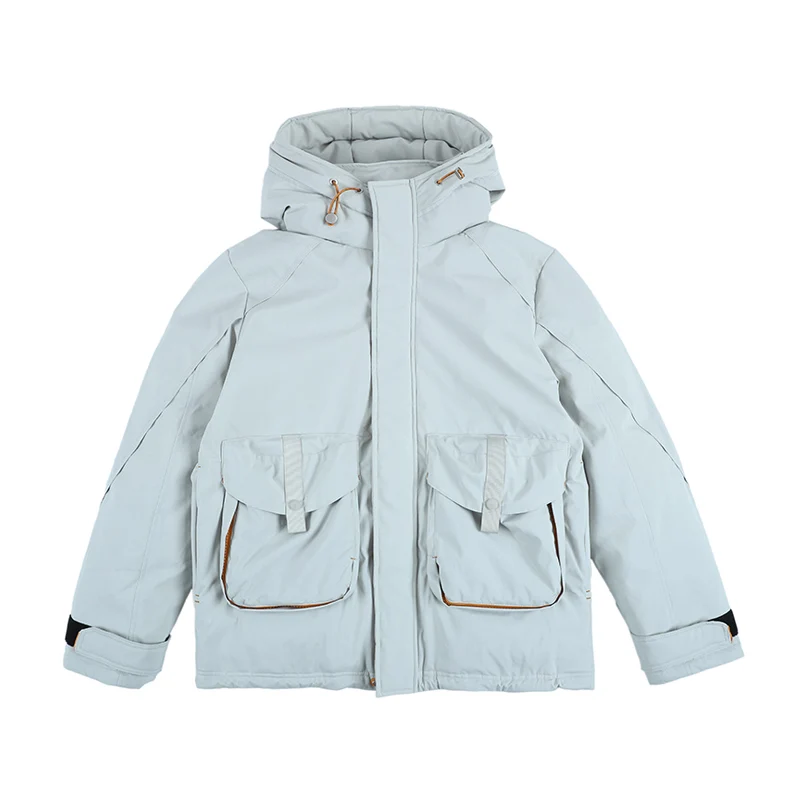 

Winter Men's Popular Stand Collar Hoodie Matching Color tTree-Dimensional Pocket Casual Down Jacket