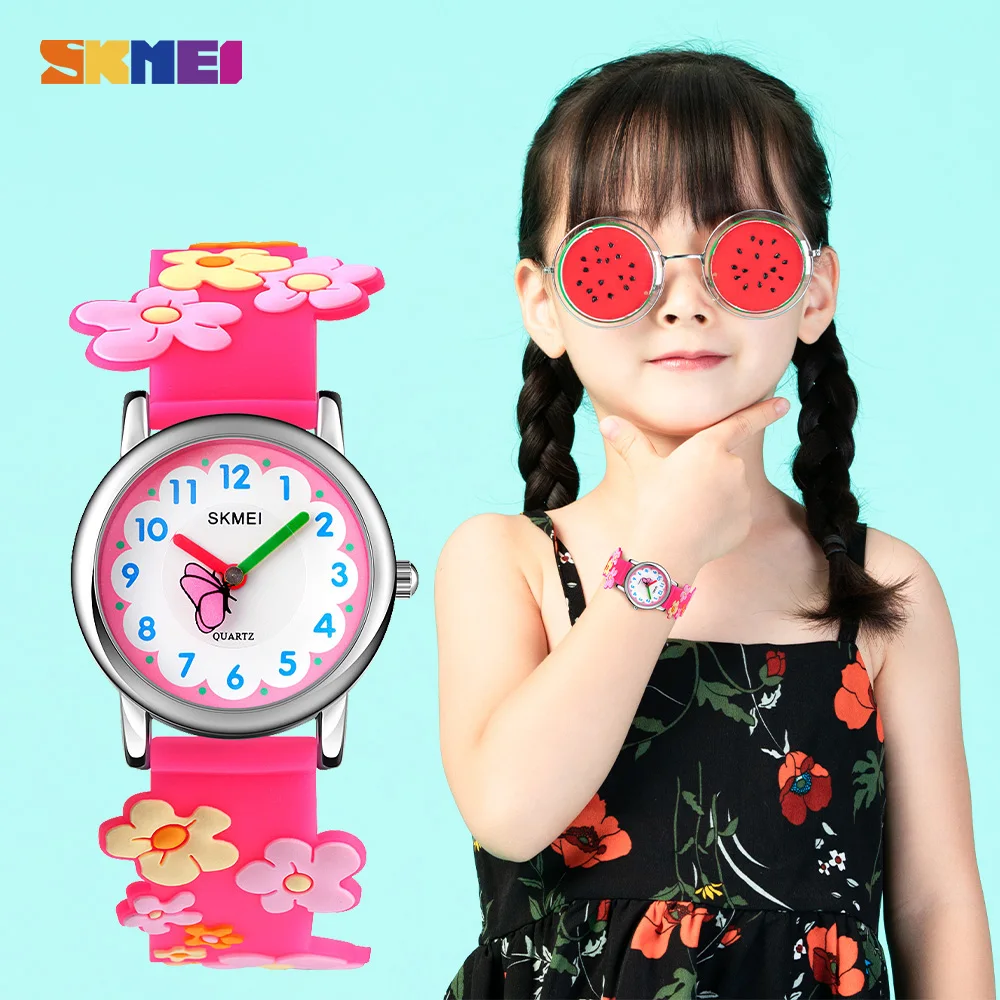 SKMEI японский кварцевый механизм детские наручные часы Креативный 3D мультфильм