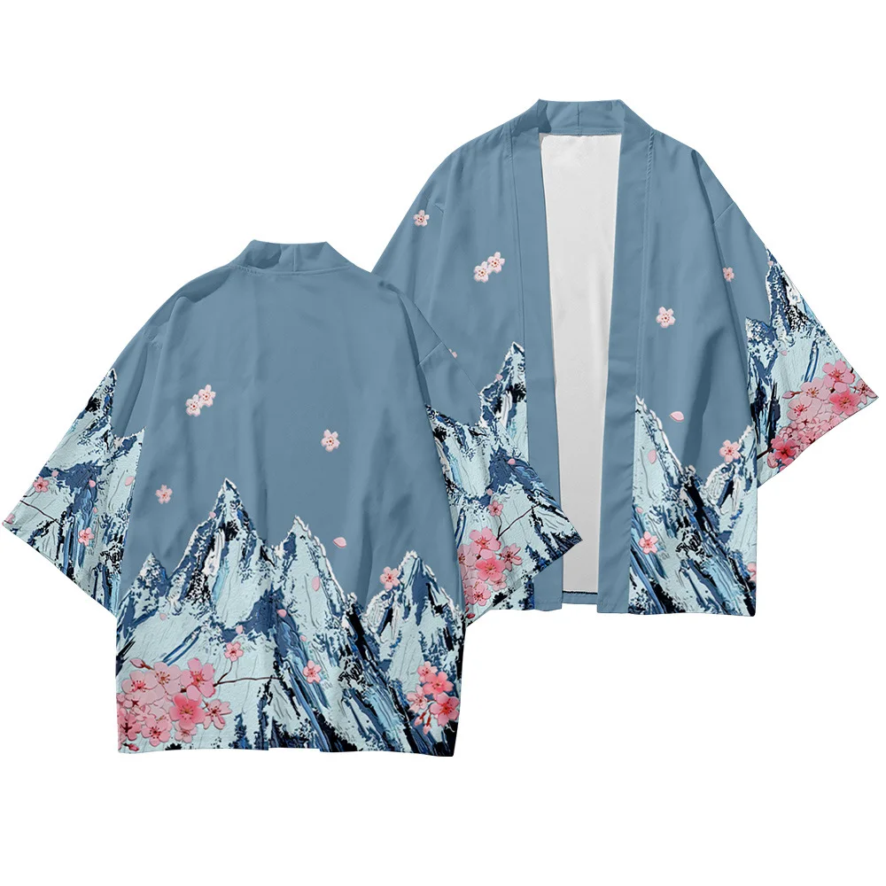 Men's Kimono Floral Printed Streetwear Pants Japanese Leisure Yukata Male Samurai Costume Haori Obi Beach Suit | Тематическая
