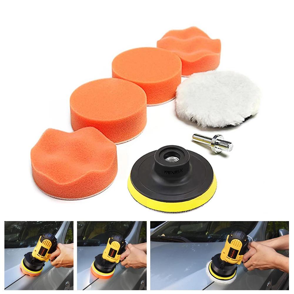 

Polishing Buffer Waxing Adapter Drill Kit For Auto Body Care Headlight Assembly Repair 7pcs 3" Car Sponge Polishing Pad Set CN