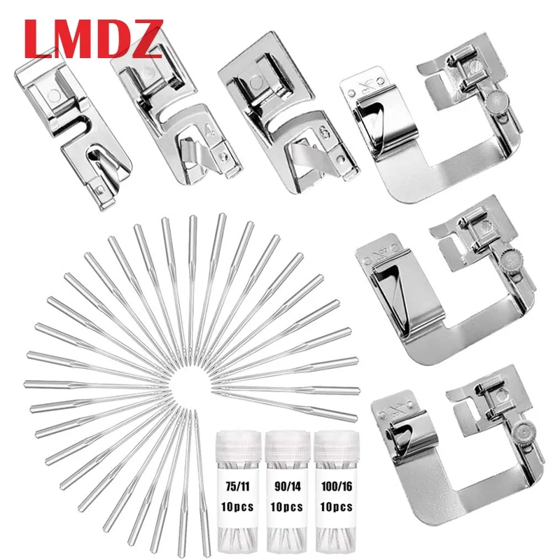 LMDZ 30 Pcs Sewing Machine Needles with 6 Hemming Foot Kit Domestic for Brother Singer Accessories | Дом и сад