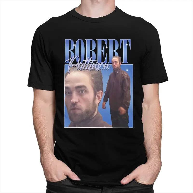 

Funny Robert Pattinson Standing Meme T Shirt Men Pre-shrunk Cotton Tee Tops Rob Tshirts Short Sleeved Fashion T-shirt Merch