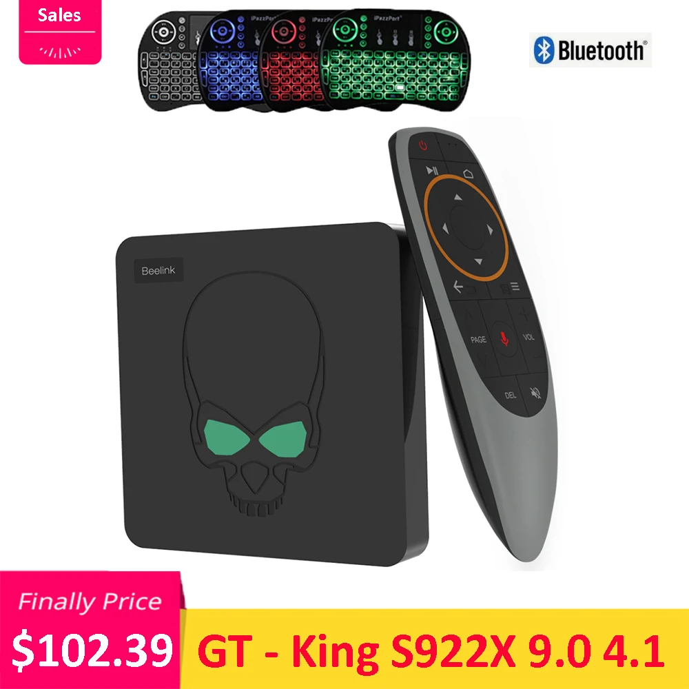 ТВ приставка Beelink GT King Android 9 0 Amlogic S922X 4 Гб LPDDR4 64 ROM 2 4G + 5 8G WiFi Bluetooth 1 4K пульт