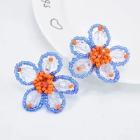 korean handmade acrylic flower earrings temperament rattan earring style ladies earrings
