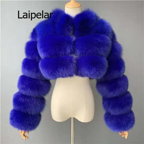 Роскошное толстое пальто из лисьего меха женская зимняя короткая стильная