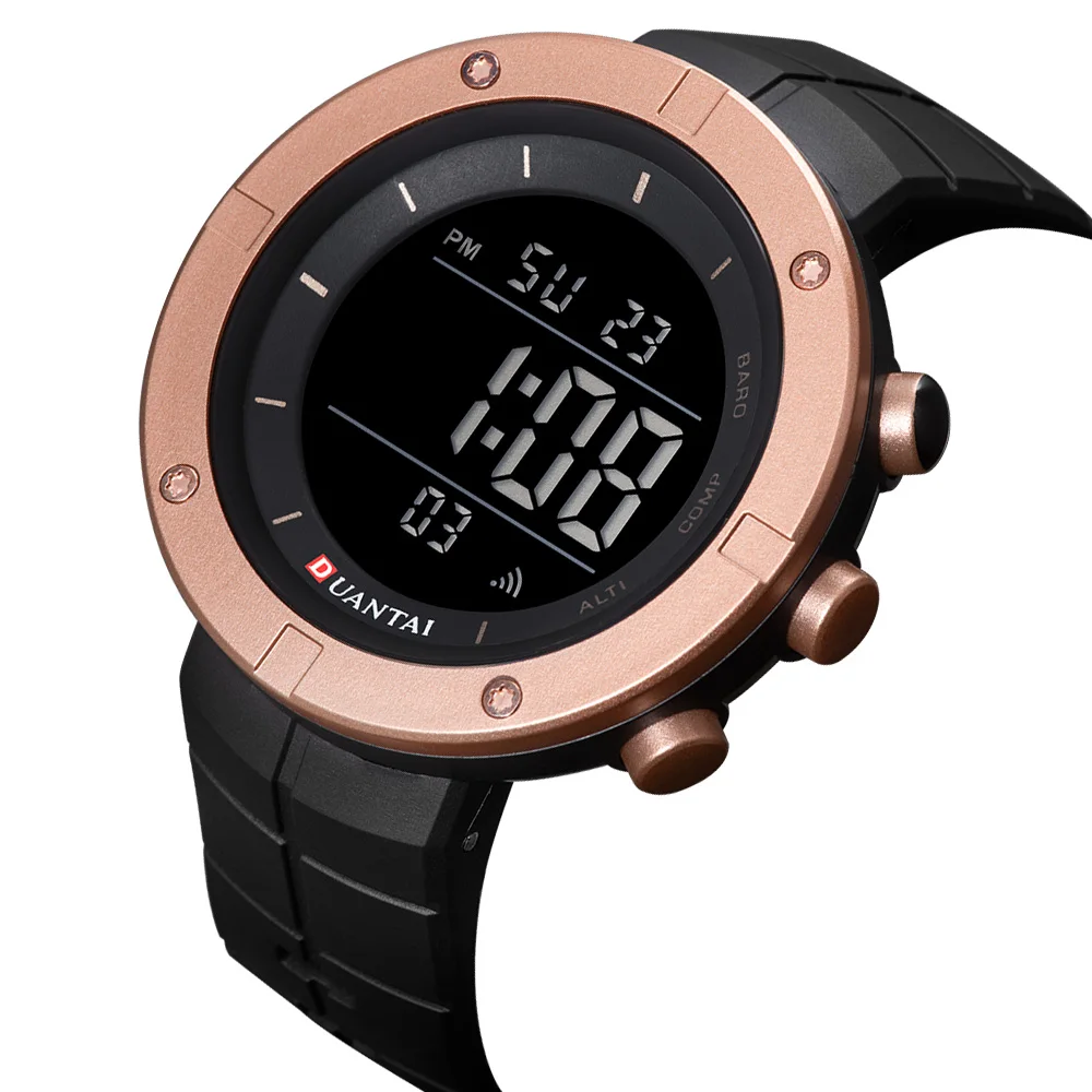 

Duantai Для мужчин японский двигаться Для мужчин t многофункциональные электронные часы Резиновый чехол с светящиеся прогулочные метр Для муж...