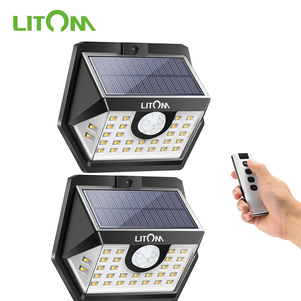 

LITOM Wall lamp Solar Motion Lights with 6 Lighting Modes Solar Lights Outdoor for Garden Patio Yard Street Lawn Lighting