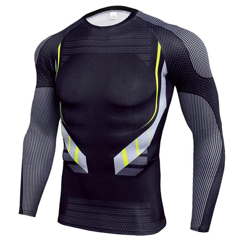 TC174 shirt 1-5 Мужская футболка с 3D принтом Рашгард мужская спортивная рубашка компрессионная Спортивная камуфляжная футболка с длинным рукавом для бега и велоспорта - Цвет: TC174 shirt 1-5