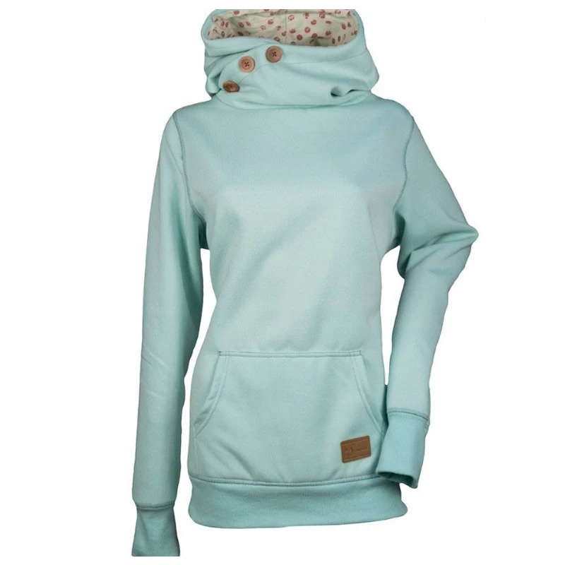 

Solid Hoodies Women Sweatshirt Three Buttons Heaps Collar Plus Size Pullover with Pocket Sweatshirt Women's Clothing