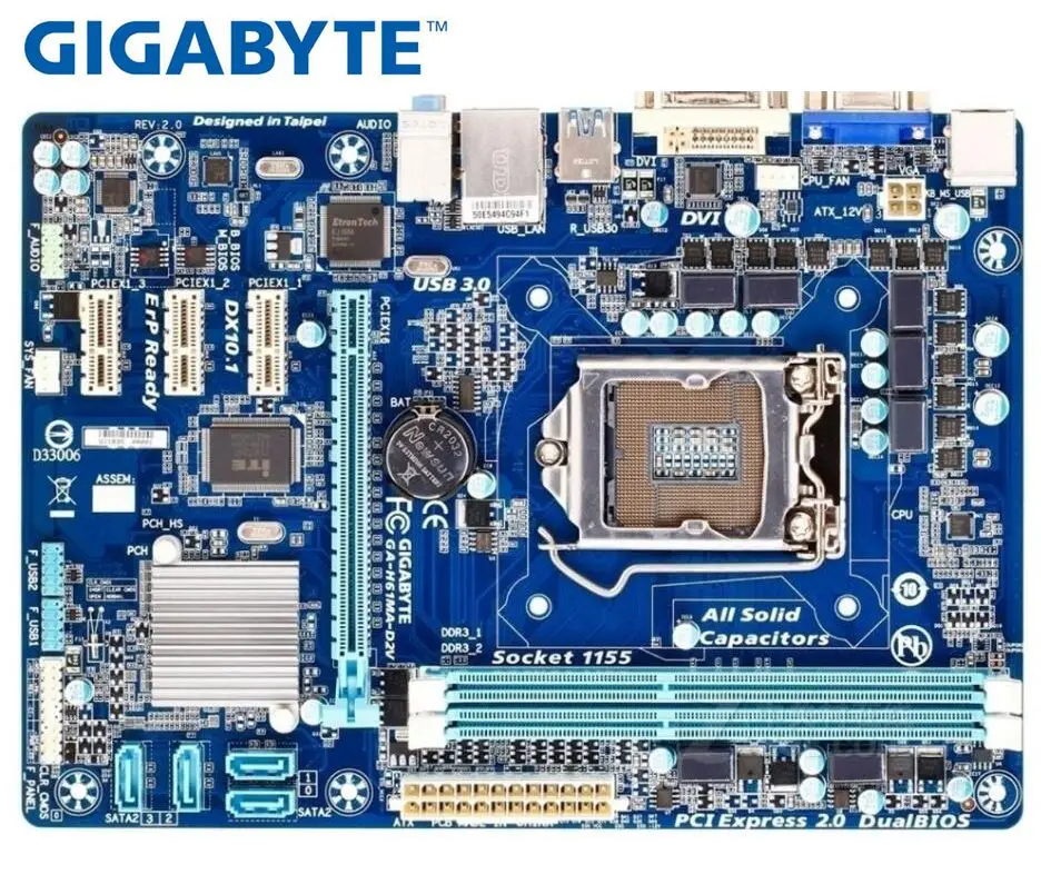 GIGABYTE GA H61MA D2V материнская плата H61 Socket LGA 1155 i3 i5 i7 DDR3 16G uATX б/у|Материнские платы| |