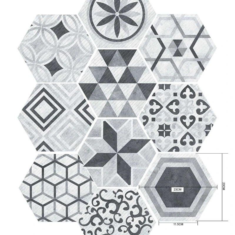 

Hexagonal Tile Wall Stickers PVC Waterproof Bathroom Kitchen Home Decor Anti Slip Floor Sticker DIY Splicing Mural Decal Panel