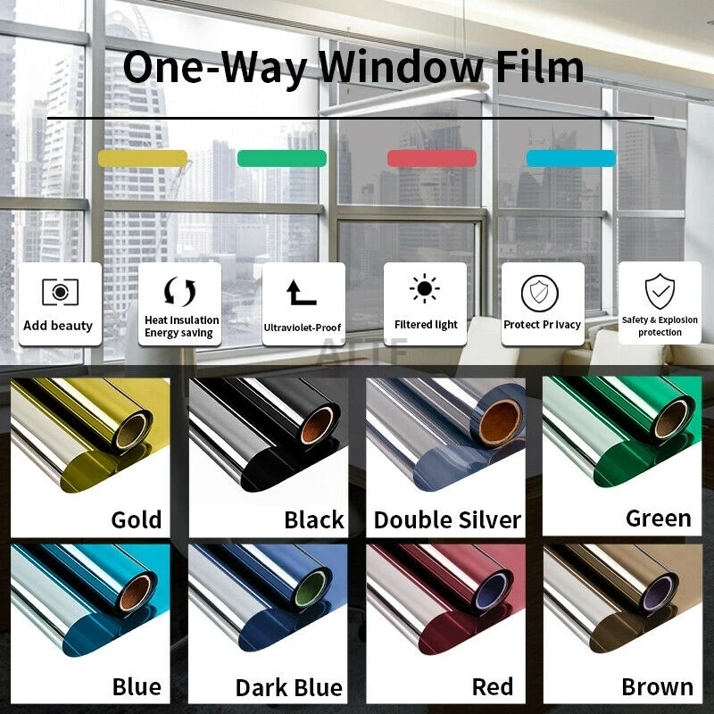 

Mirror Reflective Window Film One Way Vision Solar Window Tint Vinyl Glass Self Adhesive Control Film Privacy Sticker for Home