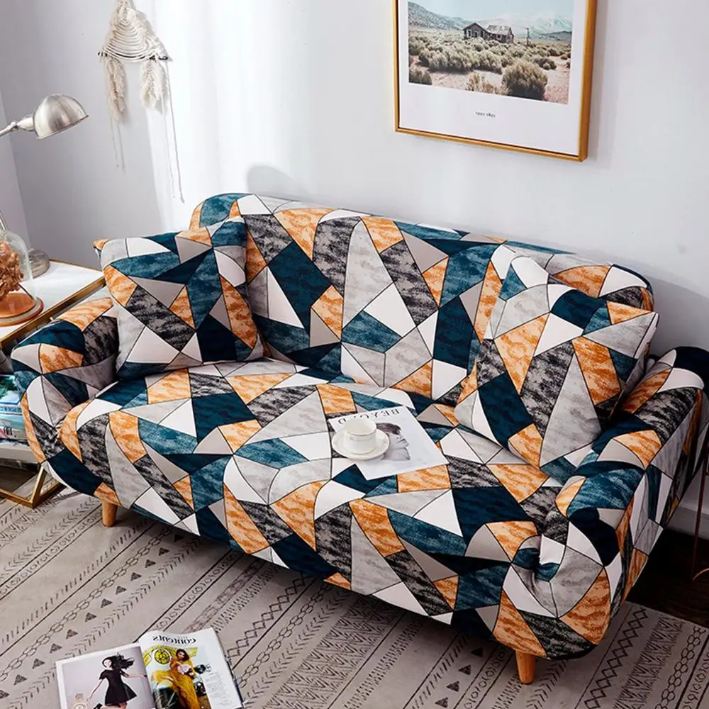 Эластичный геометрический чехол на диван для гостиной современный секционный