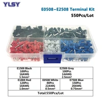 550pcs tube insutated cord end electric crimp terminal box kit e0508e2508 wire cable connector ferrules 22 14awg 0 5 2 5mm2