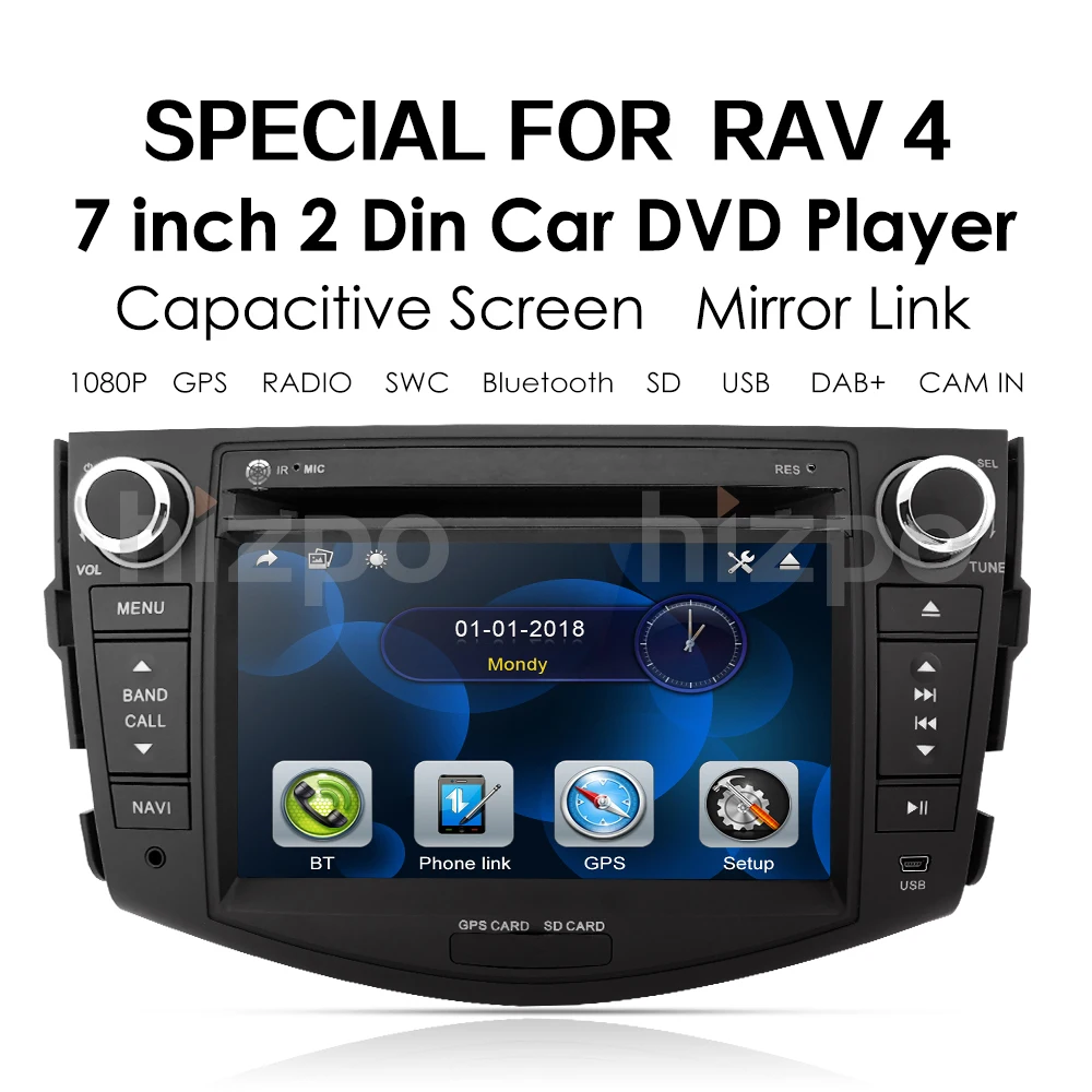 Автомобильный DVD плеер 2 Din для Toyota RAV4 Rav 4 2006 2012 с поддержкой Bluetooth RDS Mirror Link DAB + GPS