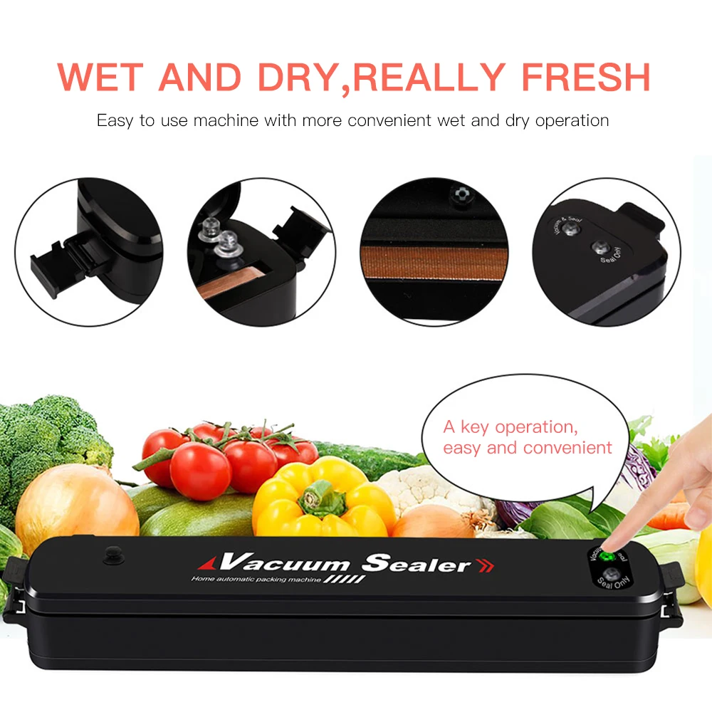 

FUNHO Electric Vacuum Sealer Packaging Machine With 15pcs Bags Free Vacuum Food Sealing Machine Vacuum Sealer Packer 220V-110v