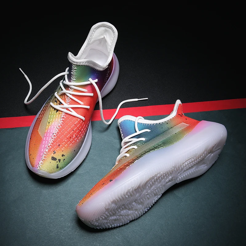 2020 мужские кроссовки для бега светящаяся сетка дышащие легкие весна и осень